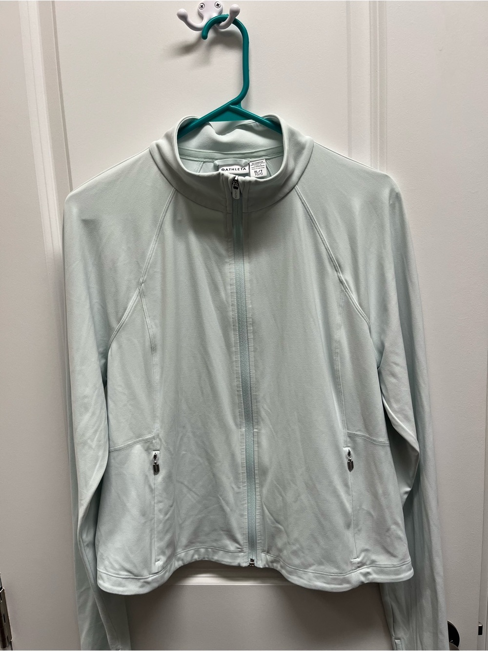 Athleta Full Zip Jacket XL Tall Mint Green Mock Neck Activewear XLT